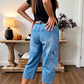 👖 PROMO LIMITÉE 50% DE RÉDUCTION ! ✨ Pantalon Jean Court Extensible Femme – Coupe Barrel, Taille Mi-Haute, Poches Multiples 🌿