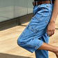 👖 PROMO LIMITÉE 50% DE RÉDUCTION ! ✨ Pantalon Jean Court Extensible Femme – Coupe Barrel, Taille Mi-Haute, Poches Multiples 🌿