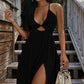 👗 PROMO LIMITÉE 50% DE RÉDUCTION ! ✨ Robe Longue Col V – Sexy, Fente Haute, Dos Nu, Ourlet Fluide ☀️