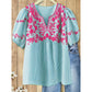 🎉 Soldes 2026 — Plus de 71 000 vendus ! 👚 Blouse légère brodée – Style bohème à motifs floraux 🌸
