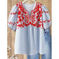 🎉 Soldes 2026 — Plus de 71 000 vendus ! 👚 Blouse légère brodée – Style bohème à motifs floraux 🌸