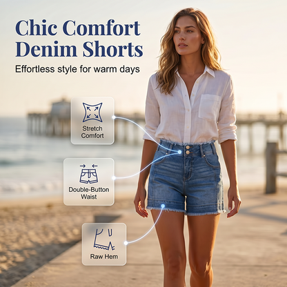 👖 Soldes 2026 — Plus de 26 000 vendus!🔥 Short en Jean Stretch Décontracté – Taille Haute Flatteuse 💙