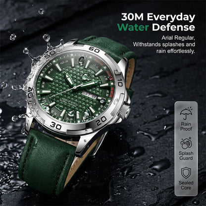 ⌚ OFFRE LIMITÉE -50% 🌲 Montre Sport Homme Quartz — Cadran Géométrique 3D, Verre Trempé, 30M
