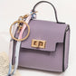 👛 PROMO FLASH 50 % ! 🌸 Porte-Monnaie Mini Porte-Clés Compact – Cuir PU Texturé, Fermoir Ton Or, Ruban Décoratif, 12 Couleurs 🏆