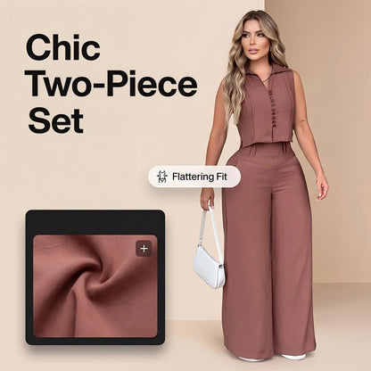 👗 2026 Soldes — Plus de 43 000 Vendus ! ✨ Ensemble 2 Pièces Femme – Top Sans Manches & Pantalon Large 💫