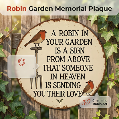 🌿 Soldes 2026 — Plus de 22 000 Vendus ! 🪵 Décoration Murale Vintage Bois – Plaque Commémorative Rouge-Gorge for Jardin & Maison