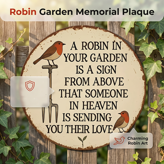 🌿 Soldes 2026 — Plus de 22 000 Vendus ! 🪵 Décoration Murale Vintage Bois – Plaque Commémorative Rouge-Gorge for Jardin & Maison