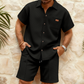 🎉 Soldes 2026 — Plus de 41 000 ventes !👕 Ensemble Chemise Manches Courtes & Short en Maille Gaufrée pour Homme