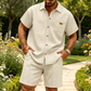 🎉 Soldes 2026 — Plus de 41 000 ventes !👕 Ensemble Chemise Manches Courtes & Short en Maille Gaufrée pour Homme