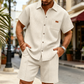 🎉 Soldes 2026 — Plus de 41 000 ventes !👕 Ensemble Chemise Manches Courtes & Short en Maille Gaufrée pour Homme