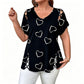 🎉 Soldes 2026 — Plus de 39 000 ventes ! 💞 T-Shirt Femme Grande Taille à Imprimé Cœur – Chic et Confort Toute la Journée 🌸