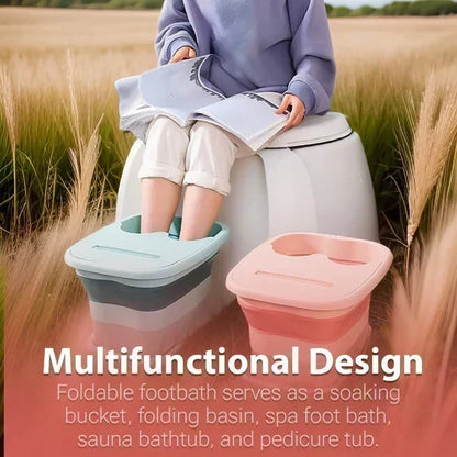 🎉 2026 Soldes — Plus de 25 700 Vendu!🦶 Bassin de Bain de Pieds Pliable avec Couvercle – Silicone, Rouleau