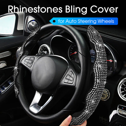 🎉 Vente 2026 — Plus de 30 700 vendus!💎 Couvre‑volant de voiture bling‑bling avec strass – Luxueux 🚗