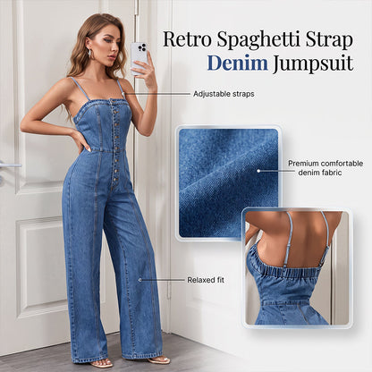 🎉 Soldes 2026 — Plus de 35 400 Vendus!👖 Combinaison Jean Femme à Bretelles Fines