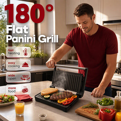 🎉 Offre limitée –50% ! 🥪 Presse à Paninis & Gril 180° – Plaques antiadhésives & Inox ✨