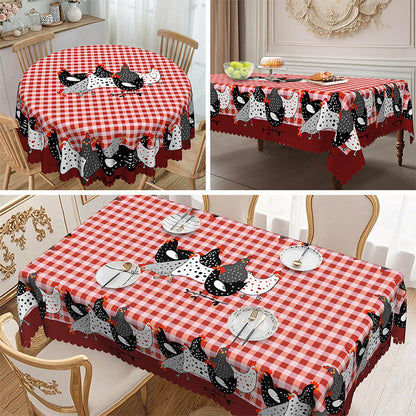 🎉 Soldes 2026 — Plus de 28 300 Vendus!🐓 Nappe à Carreaux Rouges avec Motif Coq – Polyester