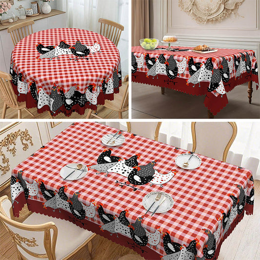 🎉 Soldes 2026 — Plus de 28 300 Vendus!🐓 Nappe à Carreaux Rouges avec Motif Coq – Polyester