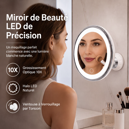 🎉 Soldes 2026 — Plus de 31 600 vendus!💄 Miroir de maquillage grossissant x10 avec lumière LED et ventouse