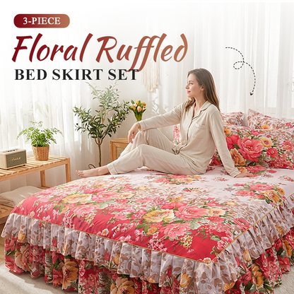 🛏️ Vente 2026 — Plus de 32 100 vendus!🌷 Cache‑Sommier 3 Pièces à Fleurs et Volants