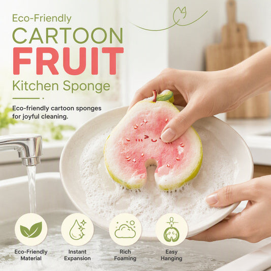 🍋🧽 Éponges en Pâte de Bois Forme Fruits – Expansion Instantanée, Anti-Graisse Sans Rayure & Séchage Rapide Anti-Odeurs ✨