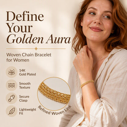 ✨ PROMO LIMITÉE 50% DE RÉDUCTION ! 💛 Bracelet Large en Maille Tressée – Élégant, Léger, Polyvalent ✨
