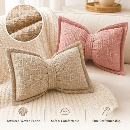 🦋 PROMO LIMITÉE 50% DE RÉDUCTION ! ⚡ Coussin décoratif en chenille forme nœud papillon – Douillet, Décoratif, Bien fini ✨