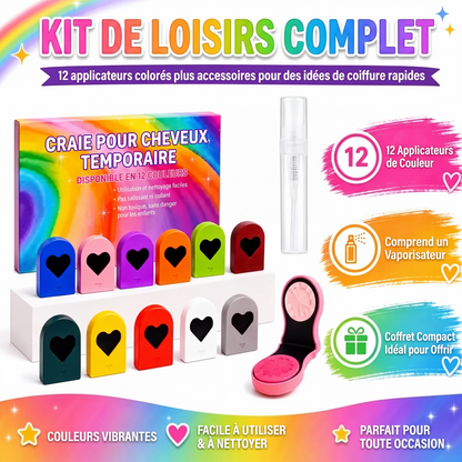 🌈 PROMO LIMITÉE 50% DE RÉDUCTION ! ✨ Set de craies capillaires temporaires – Faciles à appliquer, Amusantes, Lavables 🎉