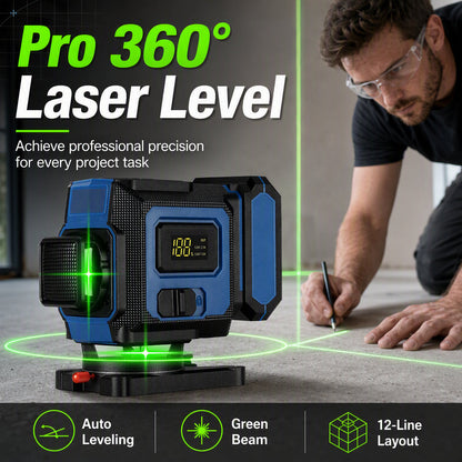 🔧 PROMO LIMITÉE 50% DE RÉDUCTION ! ✨ Niveau Laser Vert Auto‑Nivellant 360° – Précis, Robuste 📐