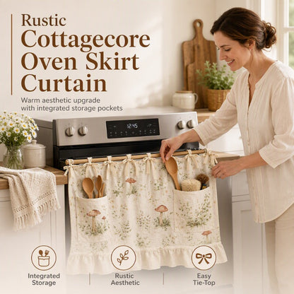 🍳 PROMO LIMITÉE 50% DE RÉDUCTION ! ⚡ Rideau de Four avec Poches de Rangement – Décoratif, Pratique, Résistant ✨