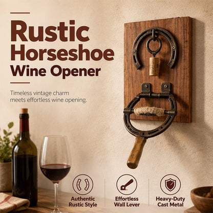 🍷 PROMO LIMITÉE 50% DE RÉDUCTION ! ⚡ Déboucheur à Vin Fer à Cheval Vintage Mural – Décoratif, Facile, Charme Rustique 🥂