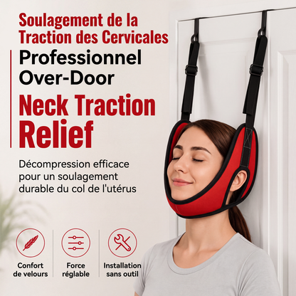 🧘 PROMO 50% DE RÉDUCTION ! ✨ Dispositif de traction cervicale sur porte – Installation Rapide, Brides Réglables, Coussinet Doux ✨
