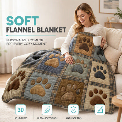 🐾 PROMO LIMITÉE 50% DE RÉDUCTION ! ✨ Couverture Douce en Flanelle à Motif Empreinte de Patte – Moelleuse, Légère, Décorative 🛌