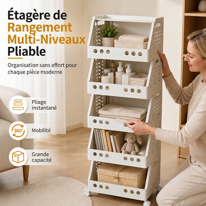 🛒 PROMO LIMITÉE 60% DE RÉDUCTION ! ✨ Organisateur pliable à roues – Mobile, Compact, Polyvalent 📦