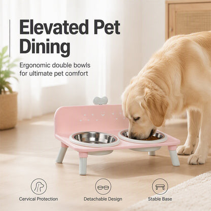 ⏰ PROMO 50% DE RÉDUCTION ! Gamelles Doubles Surélevées pour Animaux avec bols amovibles