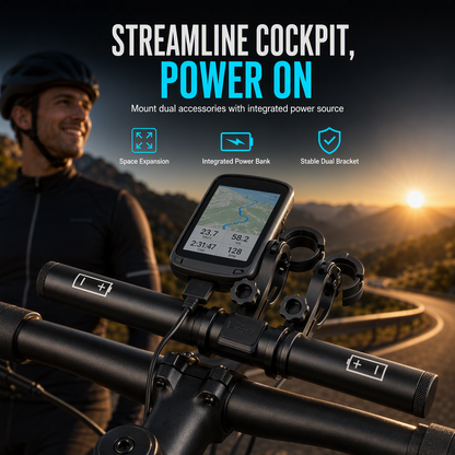 🚴 OFFRE LIMITÉE -50% 🔋 Rallonge de Guidon Vélo — Batterie Externe USB & Support Lampe, Alliage Alu