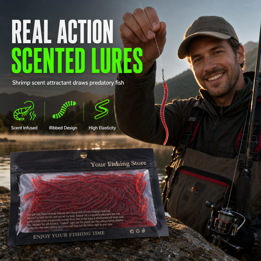 🌊 PROMO -50% ✨ Leurres Souples Ver de Terre Parfumés — Action Réaliste & TPR Durable 🎣