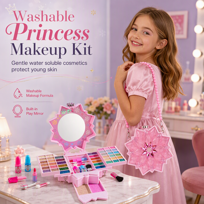 📢📢40% DE RÉDUCTION !! ⏰Coffret de Maquillage Lavable Princesse – Formule Douce & Valisette Portable for Des Heures de Jeu Créatif 🎁✨