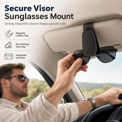 🕶️ OFFRE LIMITÉE -50% 🚗 Support à Lunettes de Soleil pour Voiture — Pince Magnétique en Cuir ✨