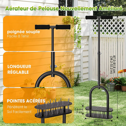 🌱 PROMO -50% ✨ Aérateur de Gazon Manuel à Carottage — Acier Résistant & Pelouse Plus Verte 💚