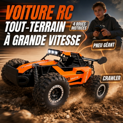 🏎️💨 Voiture RC Tout-Terrain – Haute Vitesse, 4 Roues Motrices et Phares LED