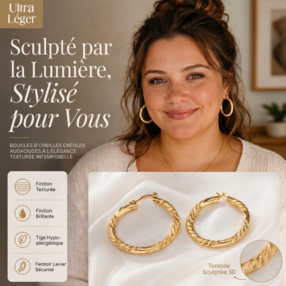 Boucles d'oreilles créoles torsadées élégantes pour femmes
