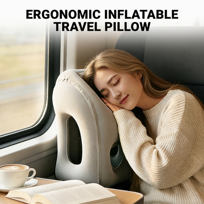 🛏️ PROMO -50% ✨ Oreiller de Voyage Gonflable Ergonomique — Inclinaison 45° & Ultra-Compact 🚆