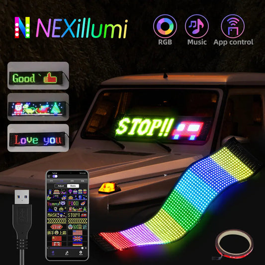 💡 Offre Limitée -50% ✨ Écran LED Flexible Bluetooth pour Véhicules — USB & Contrôle App 🌈