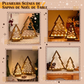Lot de 2 sapins de Noël en bois de table avec guirlande lumineuse LED
