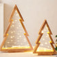 Lot de 2 sapins de Noël en bois de table avec guirlande lumineuse LED