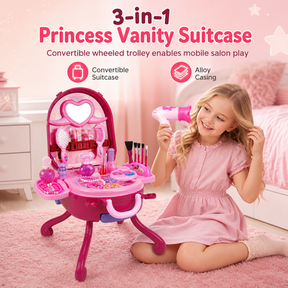 📢📢 -50 % 🎀 Valise coiffeuse de maquillage factice pour enfants : coffret de jeu d’imitation portable pour filles
