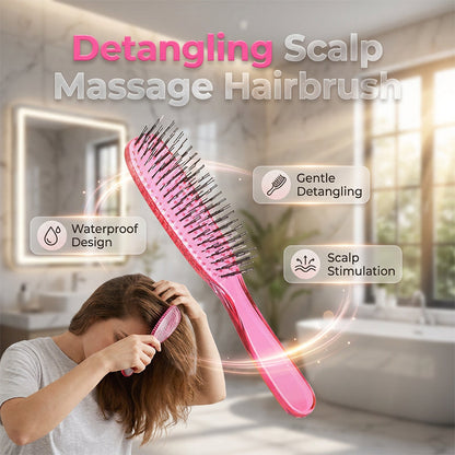🎉 Promo –50% ! 💆‍♀️ Brosse Démêlante & Massante – Démêlage Tout en Douceur, Cheveux Secs ou Mouillés, Format Portable ✨