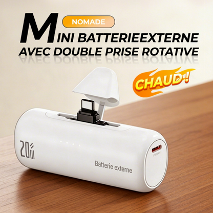 🎉 Offre limitée ! 🔋 Mini Batterie Externe de Poche – Double Prise Rotative & 20 W ✨