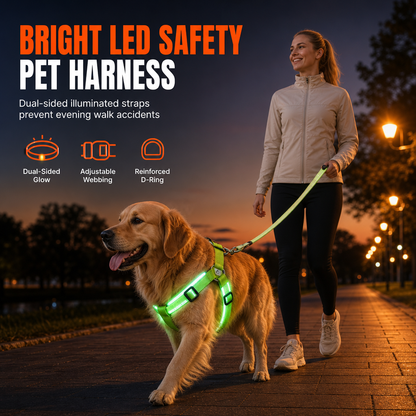 🎉 Promo –50% ! 🐕 Harnais pour Chien Lumineux LED – 3 Modes d'Éclairage, Sangles Réglables, Recharge USB pour Balades de Nuit ✨