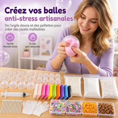 🎉 Offre limitée ! 🎨 Kit DIY Balles Sensorielles – Pâte Colorée & Paillettes, Coque Épaisse à Rebond Lent, Activité Créative en Famille ✨